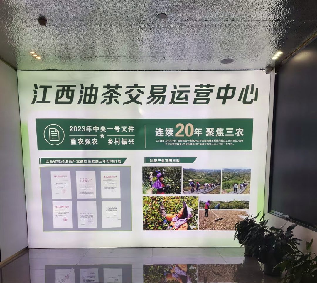 运营中心室内图文墙:政策口径与产业内容做在一张版面里,远看有形象、近看有信息(化名)。